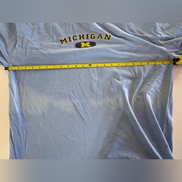 Vintage 90s Y2K Oarsmen light blue distressed Michigan Wolverines LS tshirt sz L - Picture 9 of 9